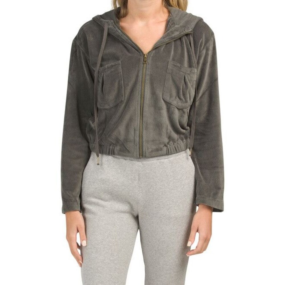 Young Fabulous & Broke Fritzy Hoodie Gray Velour Hooded Jacket size M $88 NWT